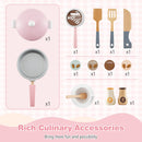 Wooden Kids Kitchen Playset with Coffee Maker for kids-Pink