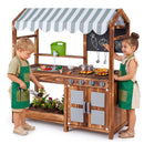 Wooden Mud Kitchen with 8 Accessories & Chalkboard for Kids 3+