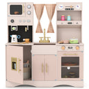 Wooden Play Kitchen Set with Microwave and Coffee Maker