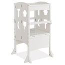 Folding Wooden Step Stool with Lockable Safety Rail for Toddler 3+