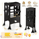 Folding Wooden Step Stool with Lockable Safety Rail for Toddler 3+