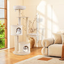 Wooden Kitten Tower with Sisal Scratching Posts and 2 Condos-Natural