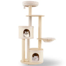 Wooden Kitten Tower with Sisal Scratching Posts and 2 Condos-Natural