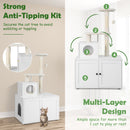 Cat Tree with Litter Box Enclosure with Cat Condo-White