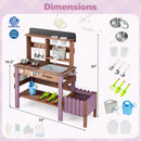 Wooden Mud Kitchen Set with Running Water Faucet Tank