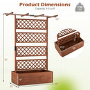 Wooden Planter Box with Lattice Trellis Raised Garden Bed Privacy Screen with Flat Roof