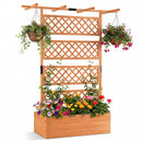 Wooden Planter Box with Lattice Trellis Raised Garden Bed Privacy Screen with Flat Roof