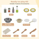 Wooden Play Kitchen Cooking Toy Playset for Kids-White