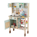 Wooden Play Kitchen for Kids with Lights and Sounds Retro Style With Accessories-Green