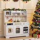 Wooden Play Kitchen for Kids with Realistic Lights and Sounds