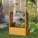 Wooden Raised Garden Bed with Lattice Trellis and Arched Roof-Orange