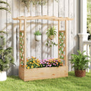 Wooden Raised Garden Bed Planter Box with Trellis and Hanging Roof
