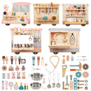 Wooden Sensory Wall Panel with Vanity and Tool Box