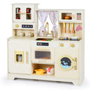 Wooden Toy Kitchen Playset with 14 Accessories for Aged 3+ Years-Beige