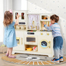 Wooden Toy Kitchen Playset with 14 Accessories for Aged 3+ Years-Beige