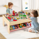 Wooden Train Set Table Kids Multipurpose Activity Play Table with 2 Reversible Tabletops-Red