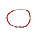 Sterling Silver Red Jasper Bead Station Bracelet with Bolo Clasp