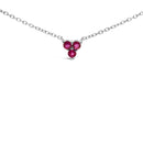 14K White Gold 1/5 Cttw Diamond and Ruby Tri Station Necklace