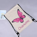 Personalized Butterfly Bag with Name - Custom Hot Pink Butterfly Drawstring Bag for Girls - Butterfly Gift for School Gym and Beach