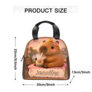 Personalized Capybara Lunch Bag with Name - Kawaii Capybara Boba Tea Design on Insulated Tote with Front Zip Pocket - Custom Gift for Teen Girls