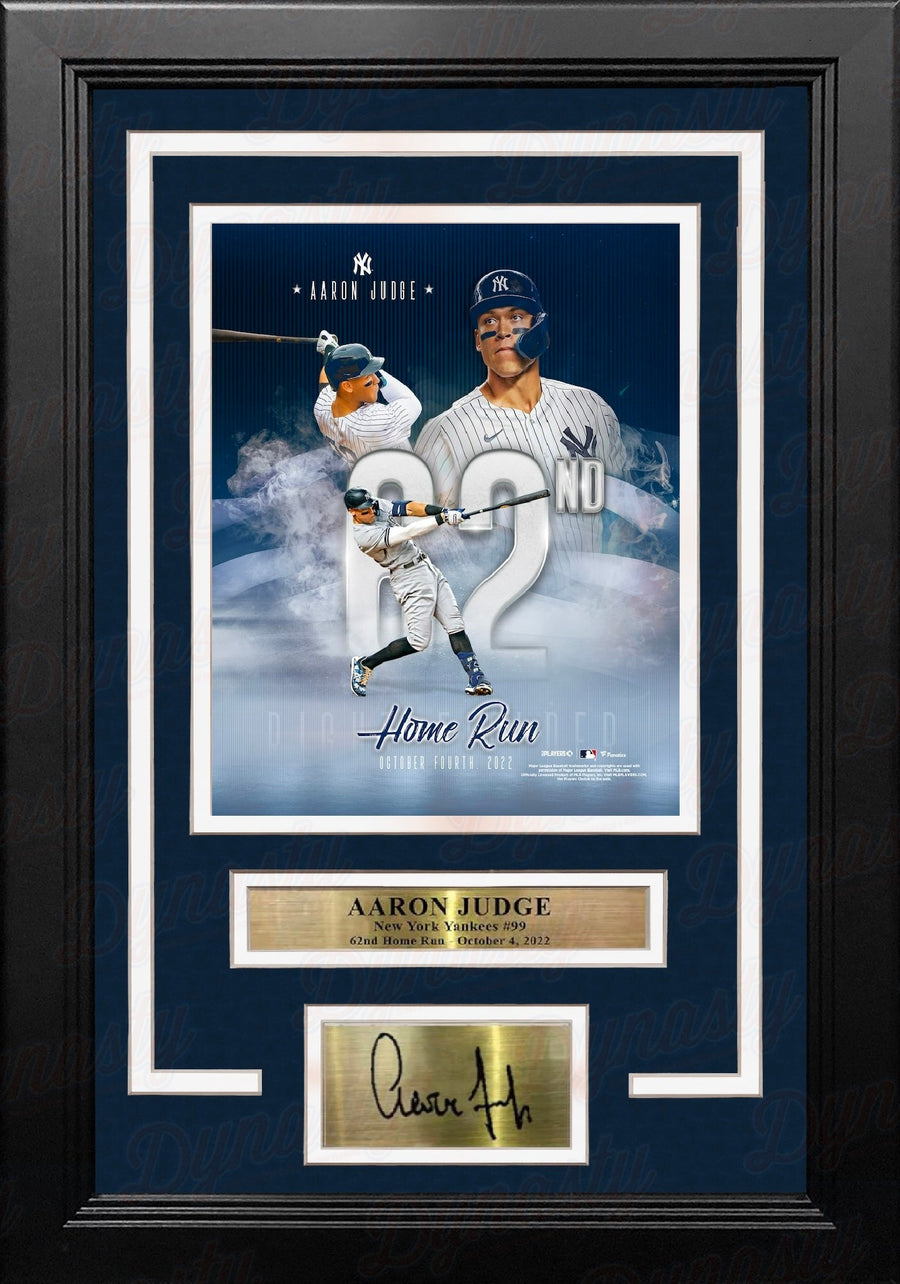 Aaron Judge AL Record 62nd Home Run New York Yankees 8x10 Framed Photo with Engraved Autograph