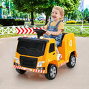 12V Kids Ride-on Garbage Truck with Warning Lights and 6 Recycling Accessories