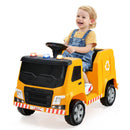12V Kids Ride-on Garbage Truck with Warning Lights and 6 Recycling Accessories