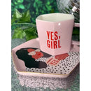 Yes, Girl Hexagon Mug & Saucer Set in Pink