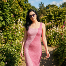 Yin Yang Two-Tone Pink Curve Smocked Midi Dress