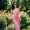 Yin Yang Two-Tone Pink Curve Smocked Midi Dress