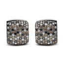 Black Rhodium Plated 18K White Gold 12 5/8 Cttw Multi Color Diamond Square Domed Huggie Hoop Earrings (Brown, Black, G-H Color, SI1-SI2 Clarity)