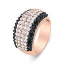 18K Rose Gold 2 1/5 Cttw Black and White Diamond 6 Row Band Ring (F-G and Black Color, VS1-VS2 Clarity) - Ring Size 7