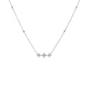 10K White Gold Bezel Set Princess Diamond 3 Stone Kite Shape and Station Necklace (H-I Color, SI2-I1 Clarity) - 18" Inches