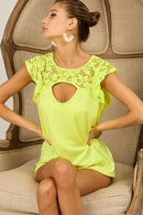 BiBi French Terry Knit Cut Out Detailed with Lace