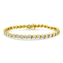 14K Rose Gold Plated .925 Sterling Silver 1/4 Cttw Diamond Round Miracle Plate and "S" Link Tennis Bracelet (I-J Color, I2- I3 Clarity) - 7"