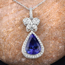 5.54 Carat Genuine Tanzanite and White Diamond 18K White Gold Pendant
