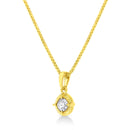 14K Yellow Gold Plated .925 Sterling Silver 1/2 Cttw Brilliant Round Cut Diamond Solitaire Milgrain 18" Pendant Necklace (K-L Color, I2-I3 Clarity)