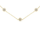 Yellow Color Plated Sterling Silver Diamond Station Necklace (1/2 cttw, K-L Color, I2-I3 Clarity)