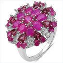 3.90 Carat Genuine Ruby & Rhodolite .925 Sterling Silver Ring
