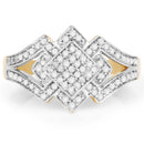 14K Yellow Gold Plated 0.32 Carat Genuine White Diamond .925 Sterling Silver Ring
