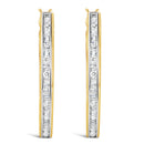 10K Yellow Gold 1.00 Cttw Round and Baguette-Cut Diamond U-Hoop Earrings (H-I Color, SI2-I1 Clarity)