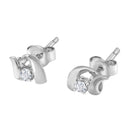 10K White Gold 1/10 Cttw Round Brilliant-Cut Diamond Espira Swirls Solitaire Push Back Stud Earrings (I-J Color, I1-I2 Clarity)