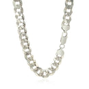 Rhodium Plated 9.5mm Sterling Silver Curb Style Chain