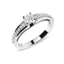 14K White Gold 1/2 Cttw Diamond Solitaire Pave Set Engagement Ring (G-H Color, VS2-SI1 Clarity) - Size 7