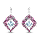 5.70 Carat Genuine Blue Topaz & Rhodolite .925 Sterling Silver Earrings