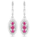4.32 Carat Genuine Ruby and White Topaz .925 Sterling Silver 3 Piece Jewelry Set (Ring, Earrings, and Pendant w/ Chain)