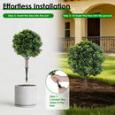 2PCS Artificial Boxwood Topiary Trees with Ground Spikes, UV Resistant