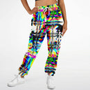Psychedelic Rave Glitch Tiles Rainbow Plaid Unisex Cargo Joggers (Fleece Lined)