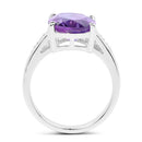 3.84 Carat Genuine Amethyst and White Topaz .925 Sterling Silver Ring