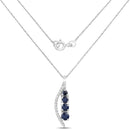 0.40 Carat Genuine Blue Sapphire and White Diamond 14K White Gold Pendant